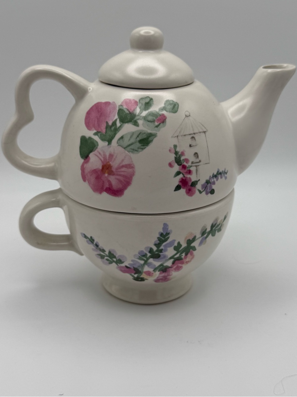 90s Vintage “Cape Mae” Pfaltzgraff Pink Floral Tea-for-One Set